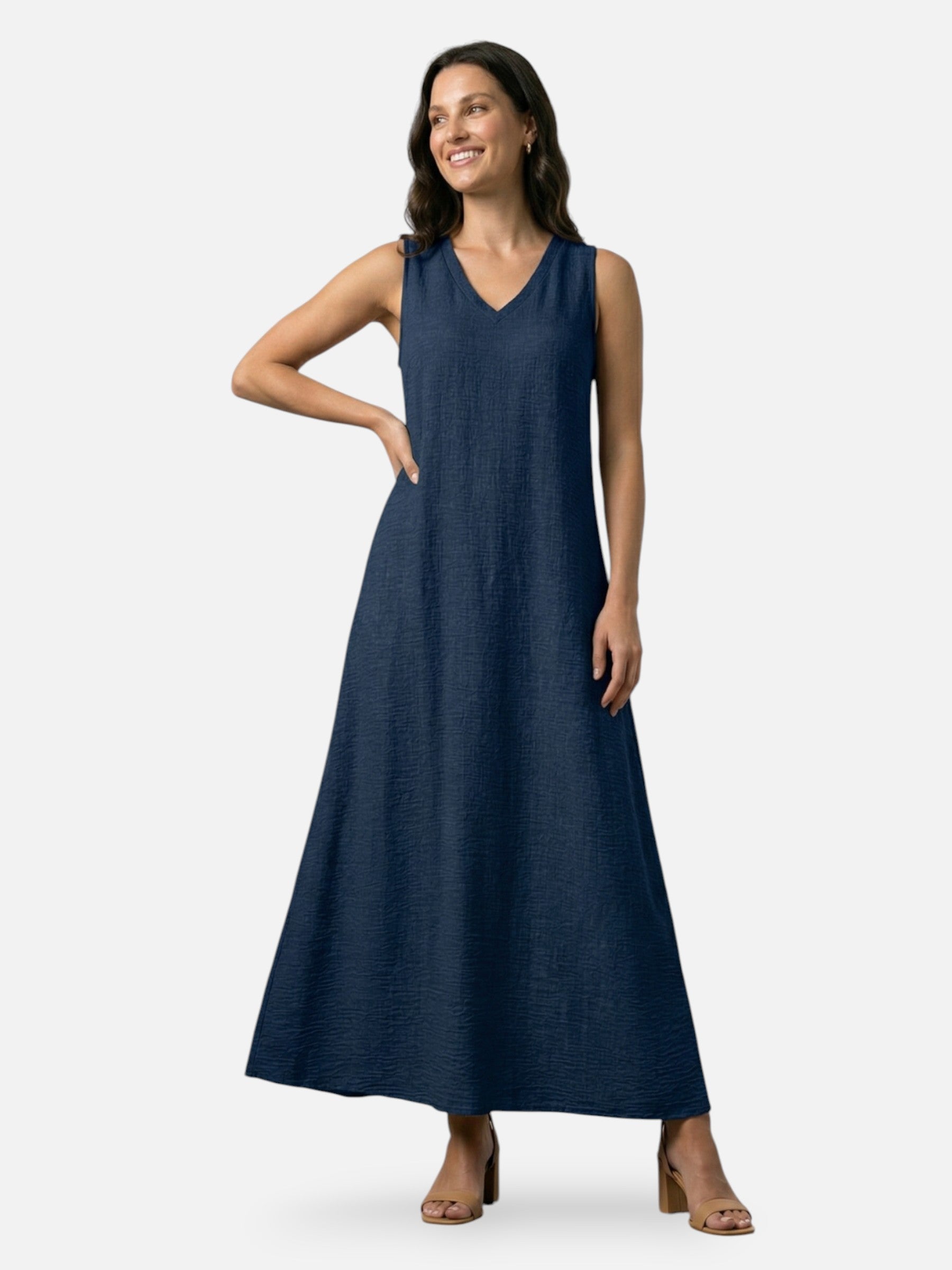 Robe maxi décontractée sans manches élégante été
