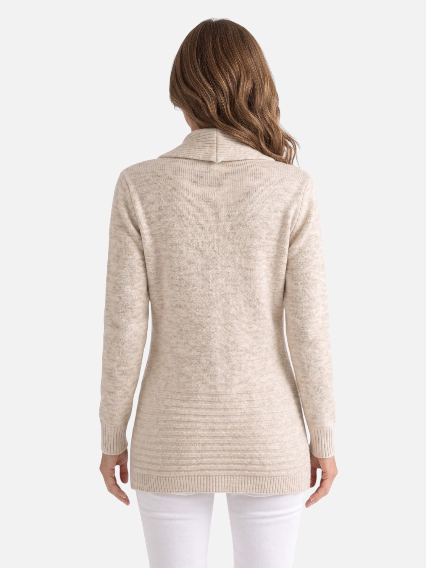 Gilet Long Femme en Maille à Boutons