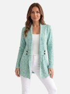 Gilet Long Femme en Maille à Boutons