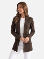 Gilet Long Femme en Maille à Boutons