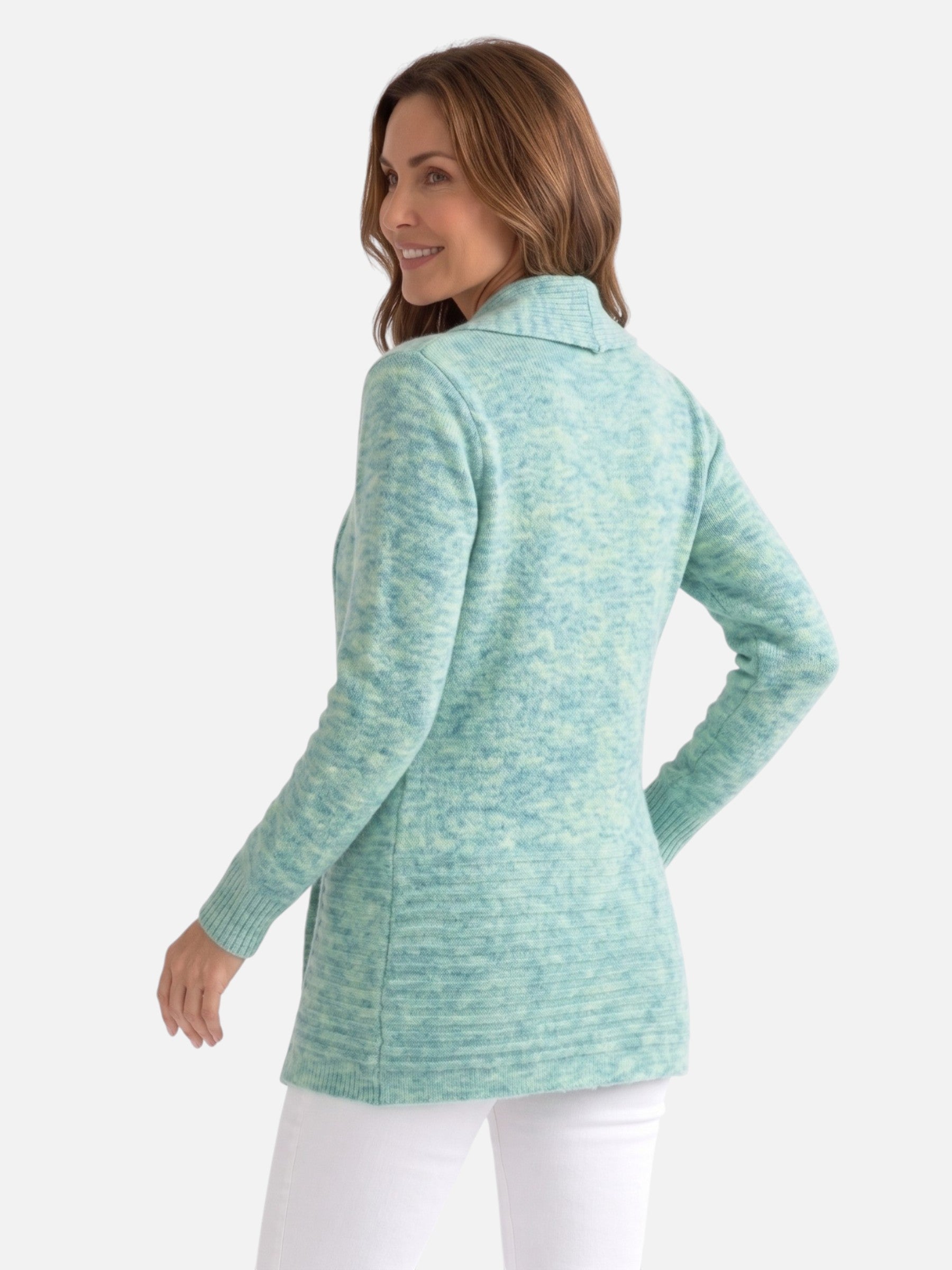 Gilet Long Femme en Maille à Boutons