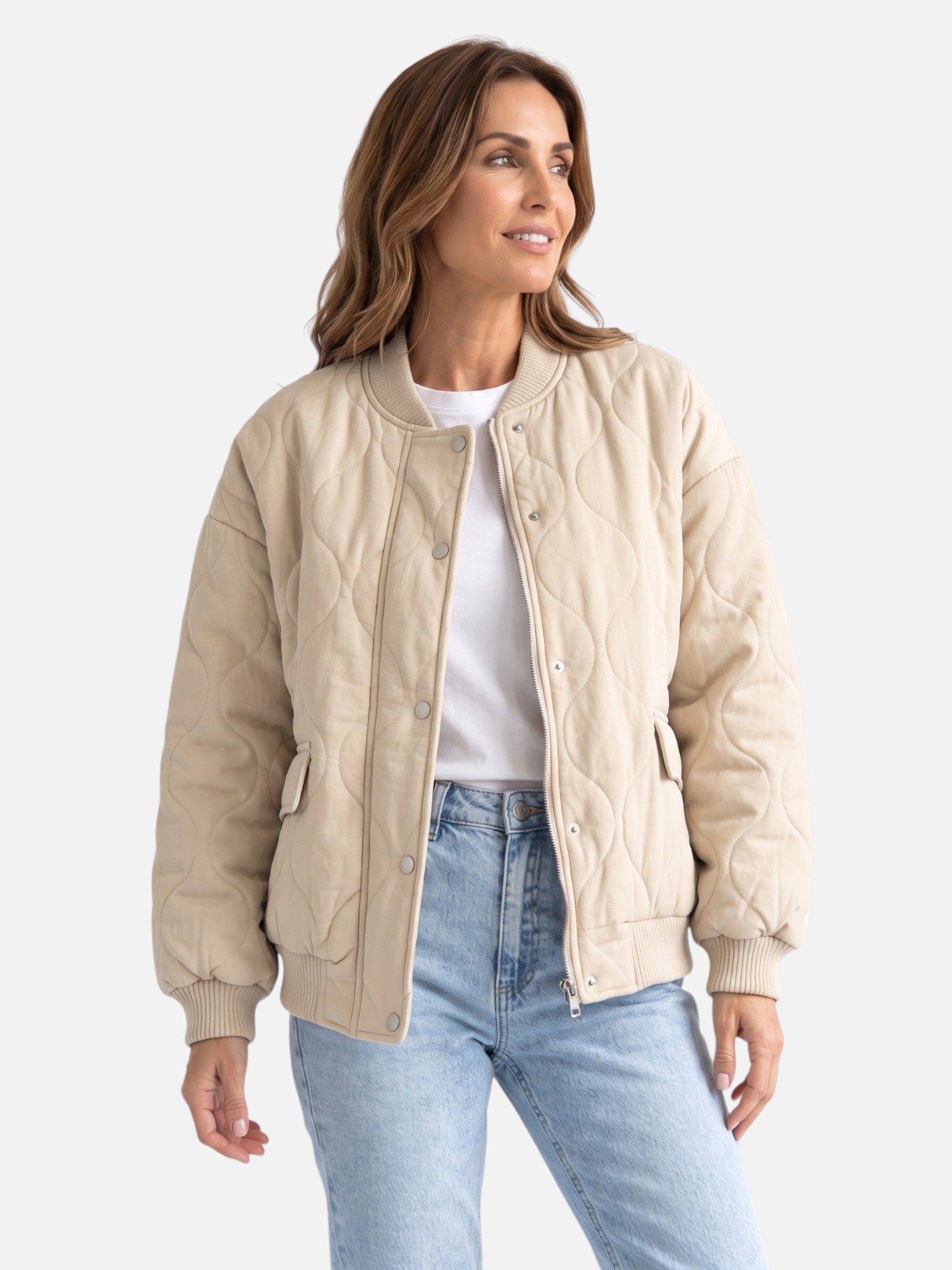 Women's Quilted Zip Bomber Jacket