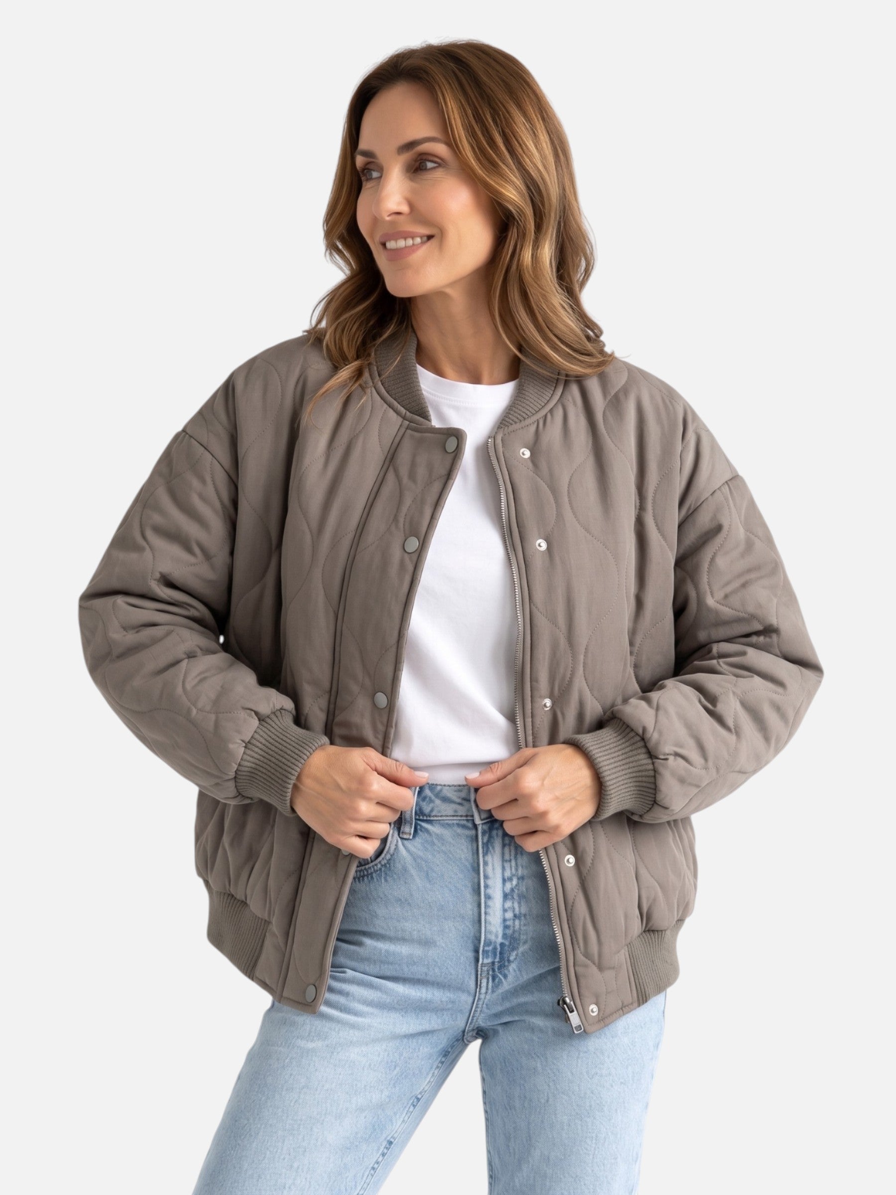Women's Quilted Zip Bomber Jacket