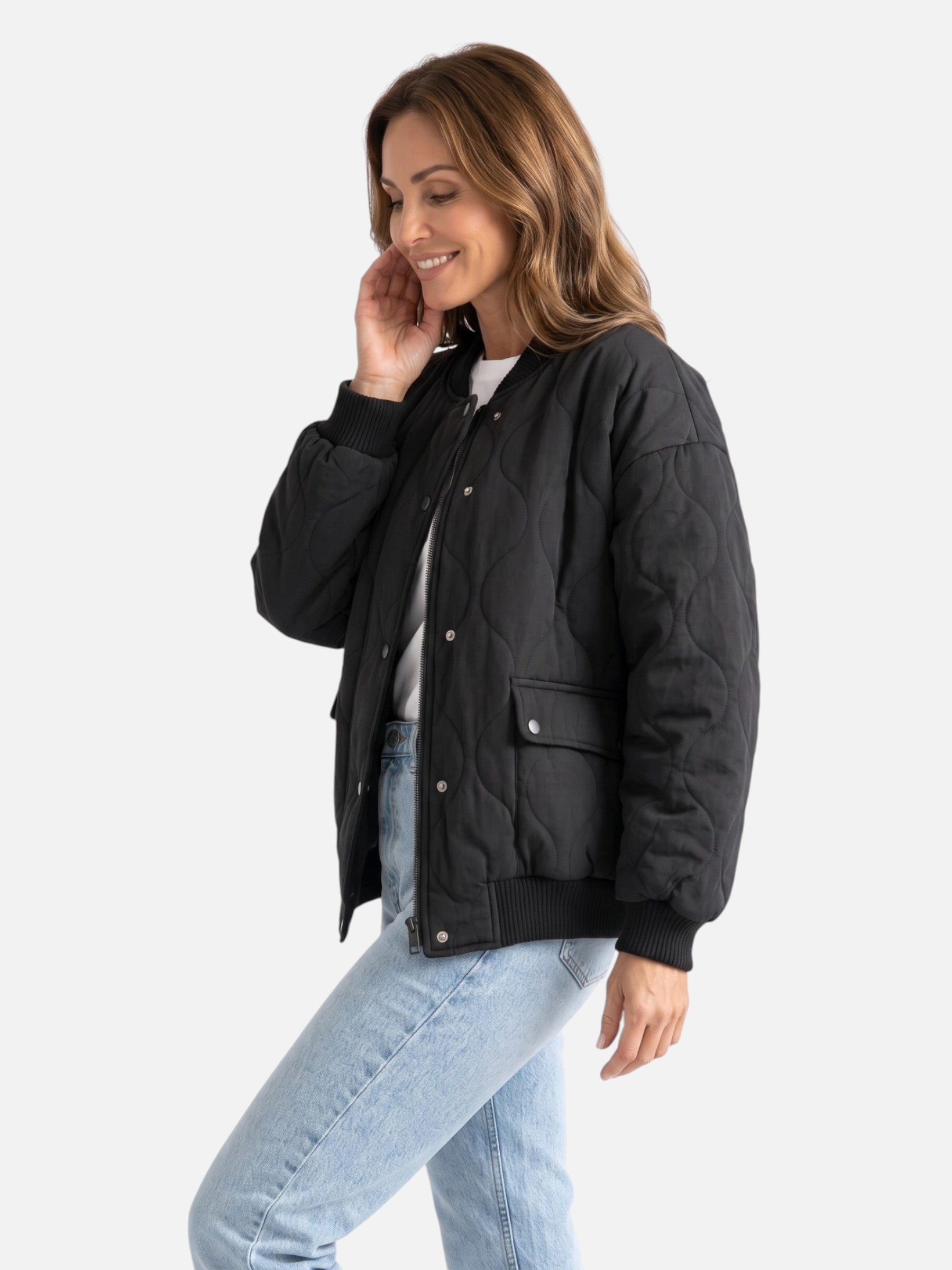Women's Quilted Zip Bomber Jacket