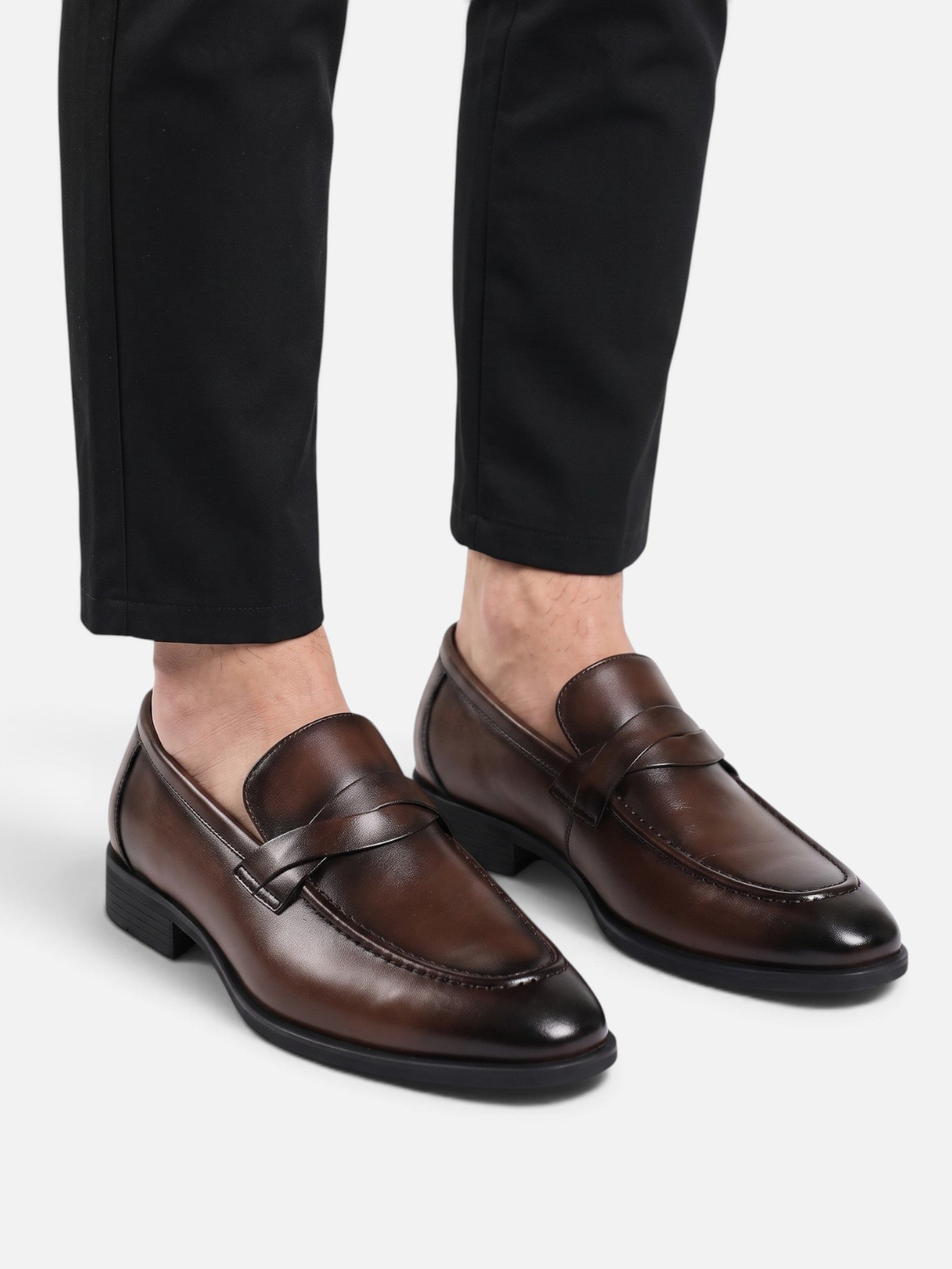 Mocassins Penny Homme Cuir Bride Tressée
