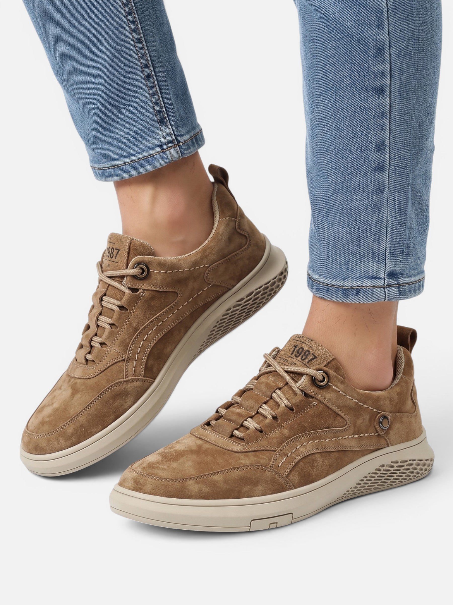 Baskets Homme Rétro en Daim à Lacets