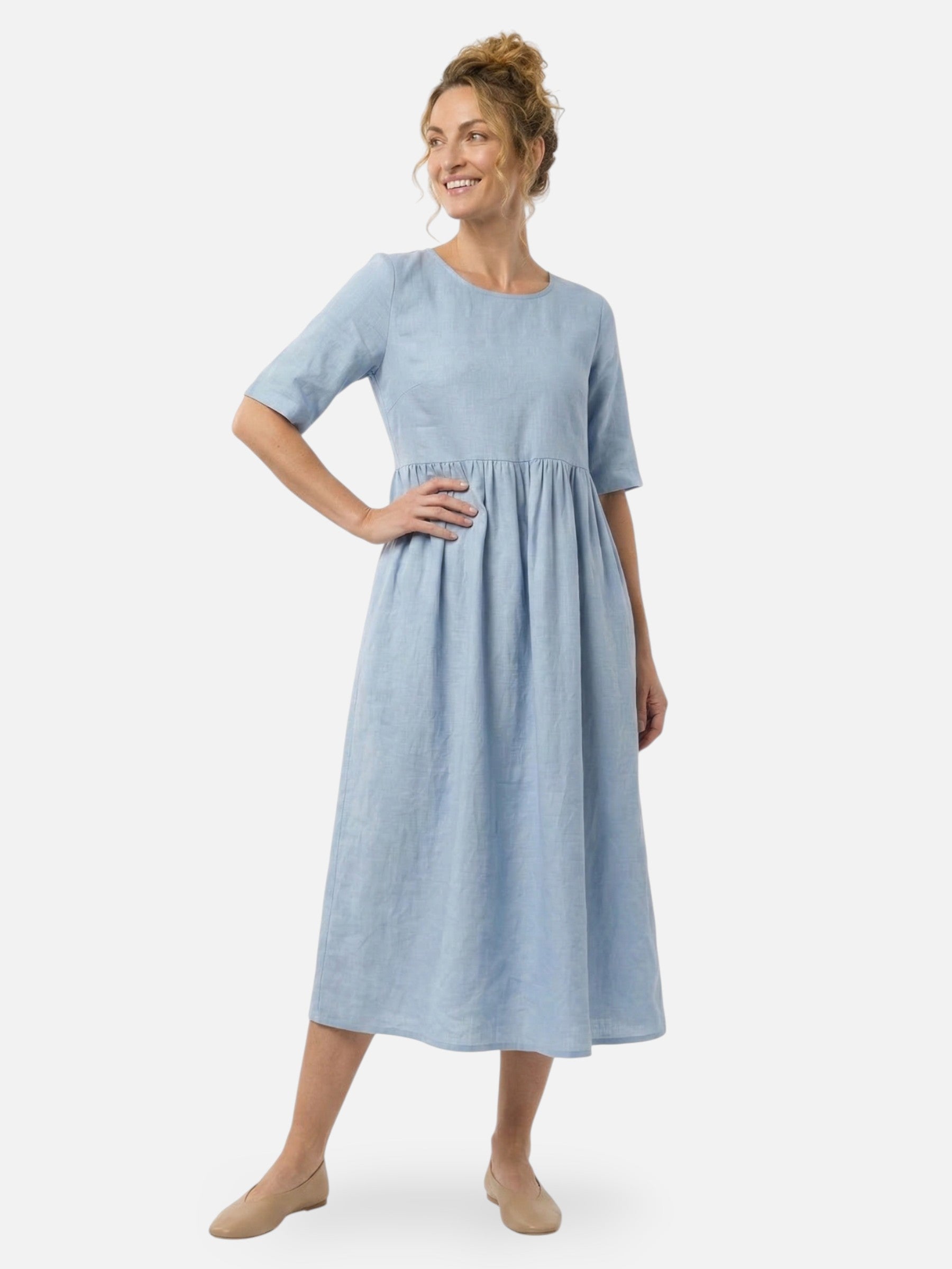 Flowy empire waist midi dress for women