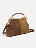 Sac Femme Bandoulière Effet Daim Fermoir Doré