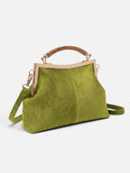 Sac Femme Bandoulière Effet Daim Fermoir Doré