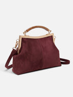 Sac Femme Bandoulière Effet Daim Fermoir Doré