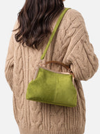 Sac Femme Bandoulière Effet Daim Fermoir Doré