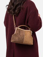 Sac Femme Bandoulière Effet Daim Fermoir Doré