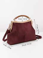 Sac Femme Bandoulière Effet Daim Fermoir Doré