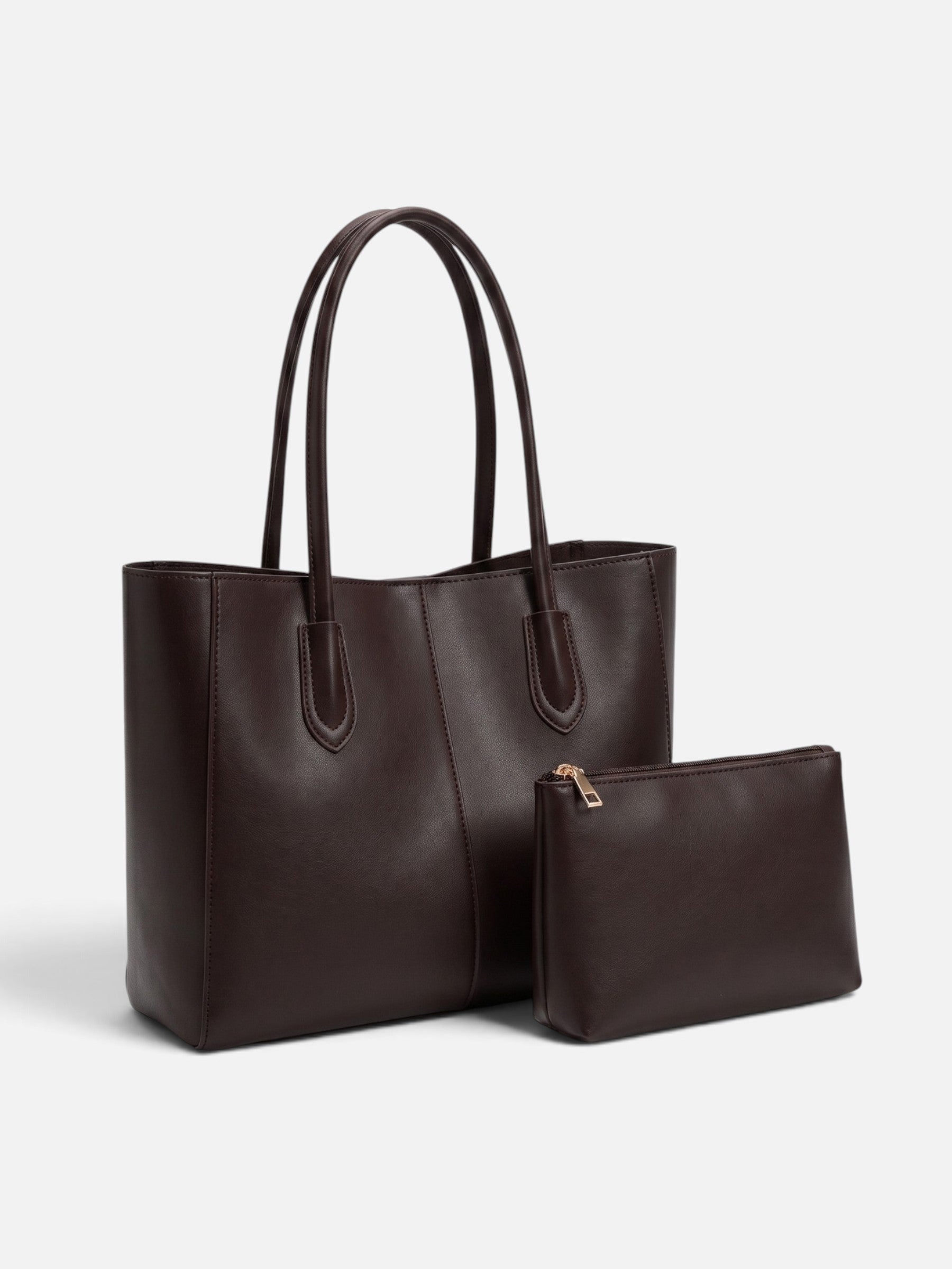 Women's Leather Tote Bag With Pouch
