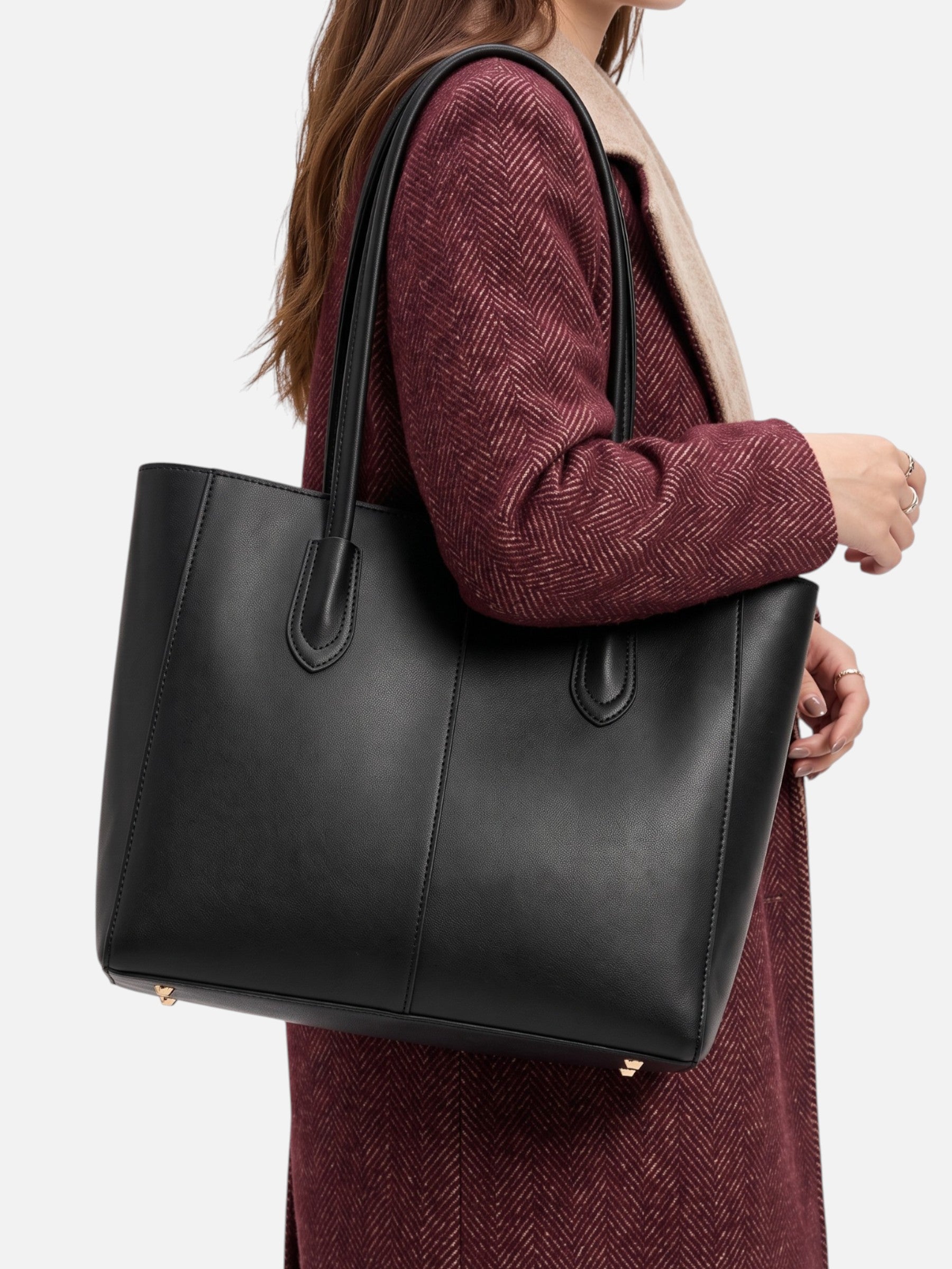 Women's Leather Tote Bag With Pouch