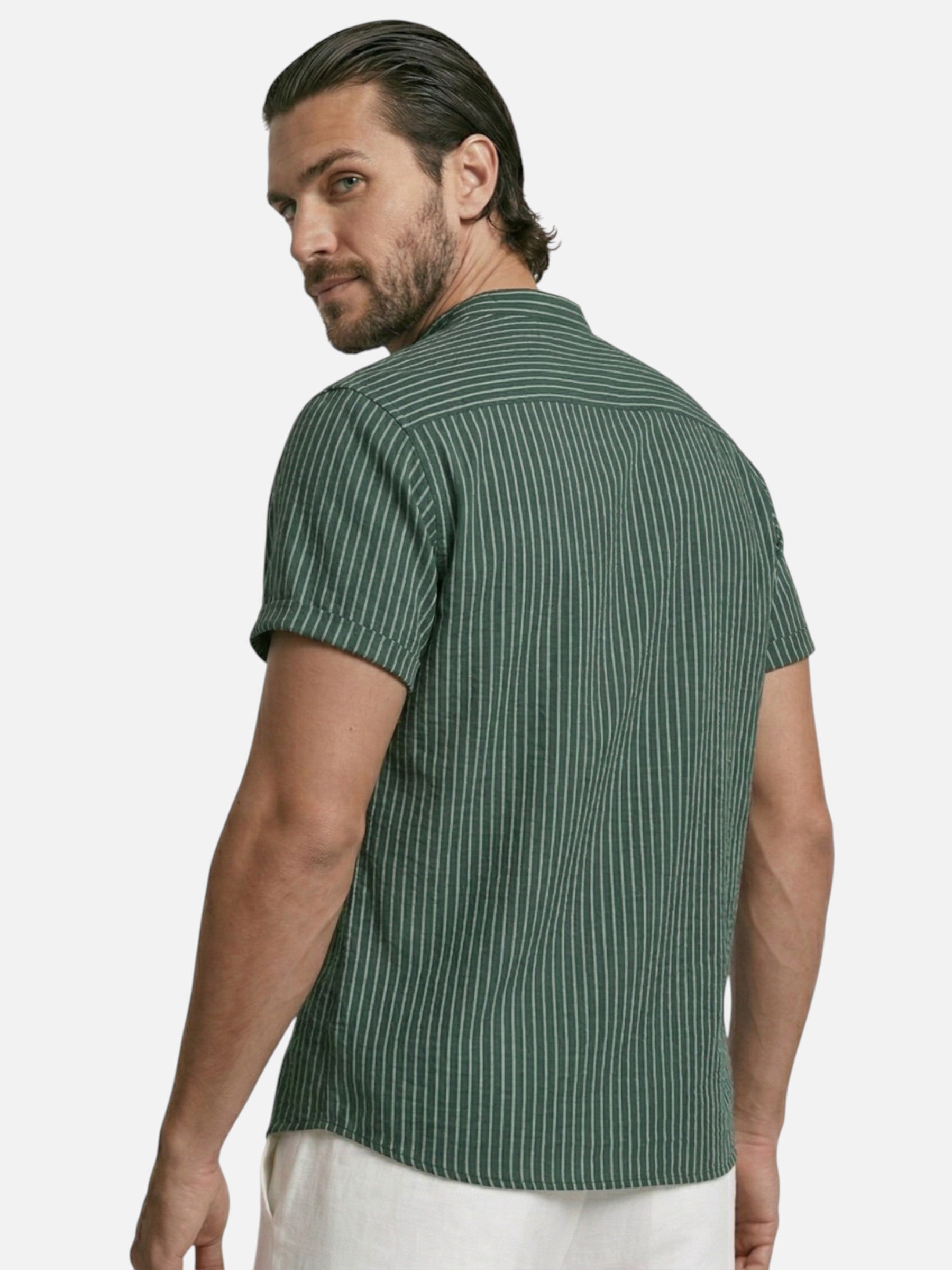 Chemise homme été à rayures col officier manches courtes