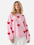 Pull Femme Oversize Motif Cœurs