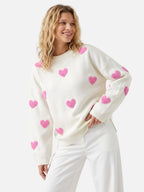 Pull Femme Oversize Motif Cœurs