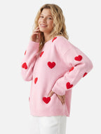 Pull Femme Oversize Motif Cœurs