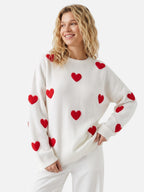 Pull Femme Oversize Motif Cœurs