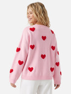 Pull Femme Oversize Motif Cœurs