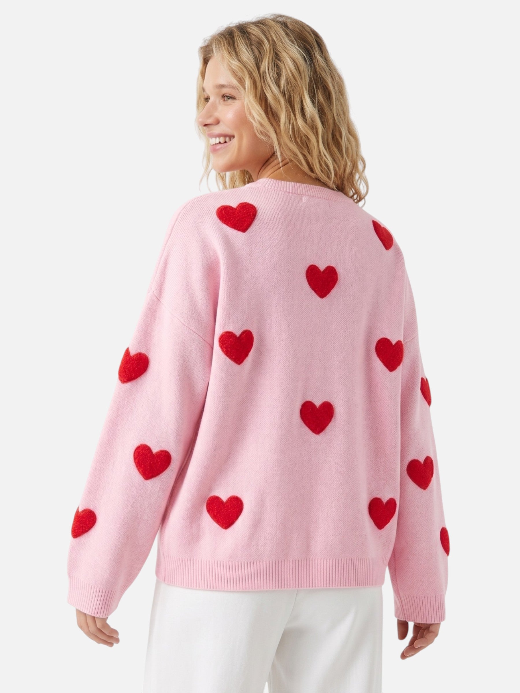 Pull Femme Oversize Motif Cœurs