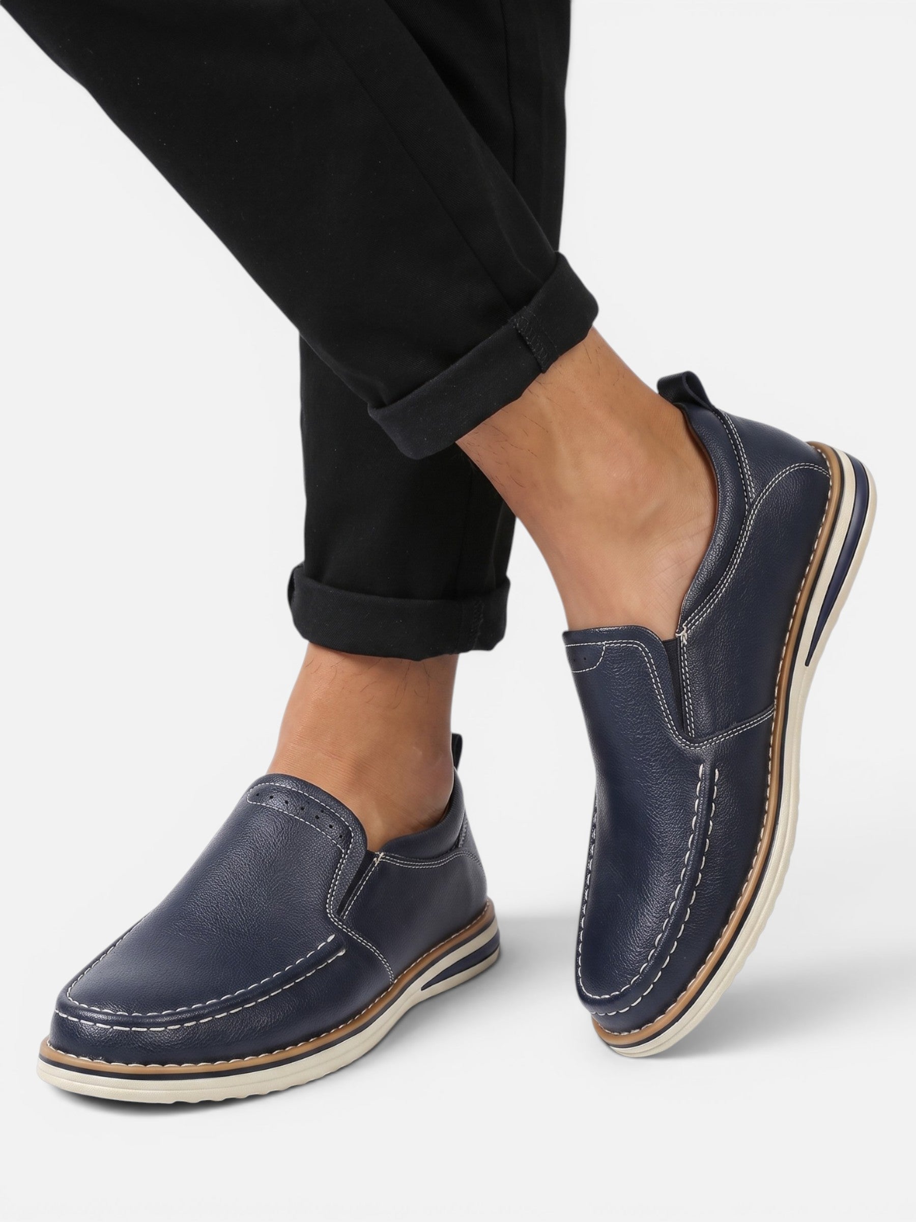 Mocassins Homme en Cuir à Enfiler Semelle Confort