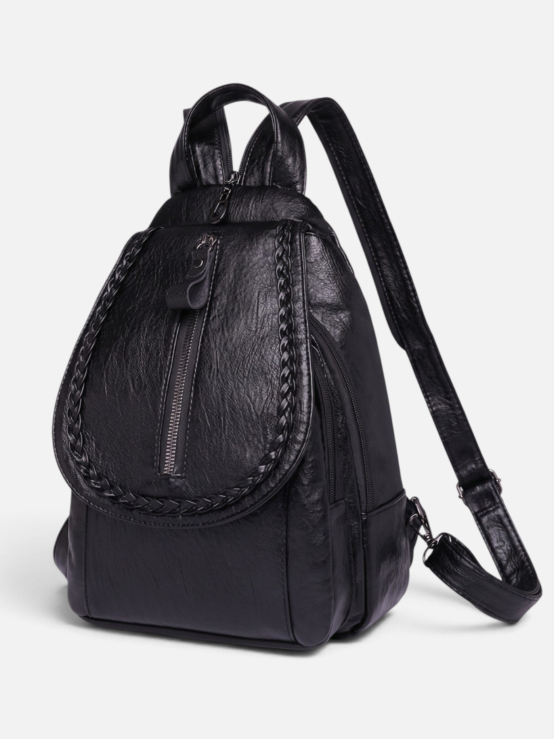 Mini Sac à Dos Femme en Cuir Tressé Bandoulière