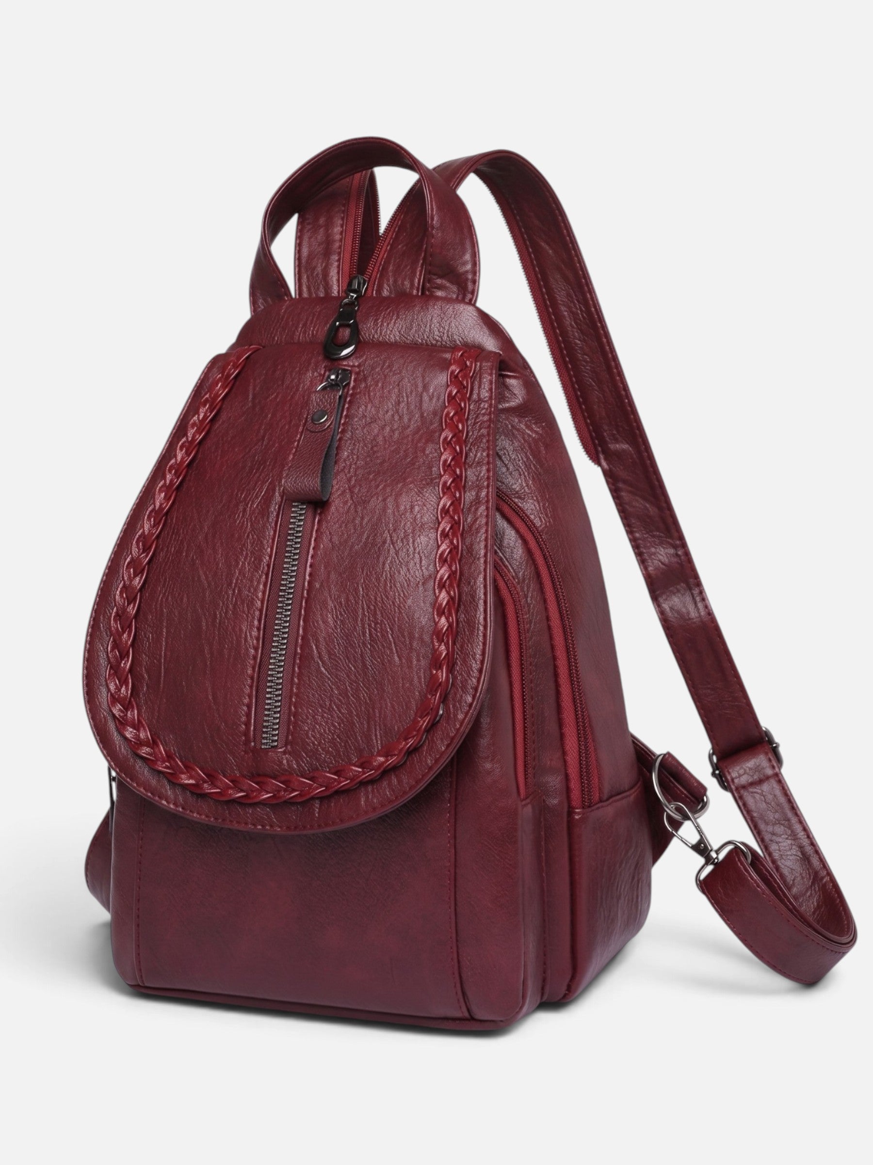 Mini Sac à Dos Femme en Cuir Tressé Bandoulière