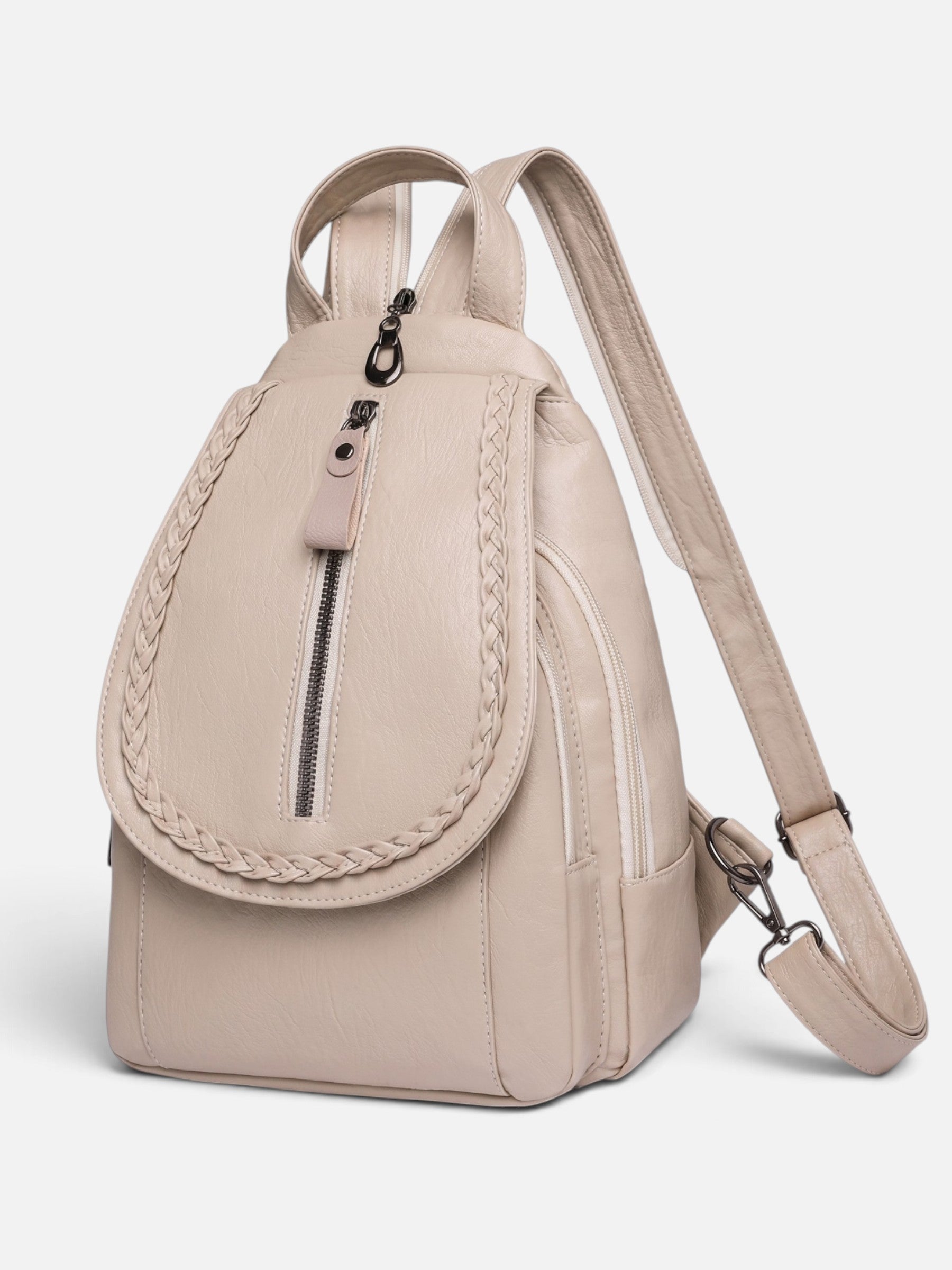 Mini Sac à Dos Femme en Cuir Tressé Bandoulière