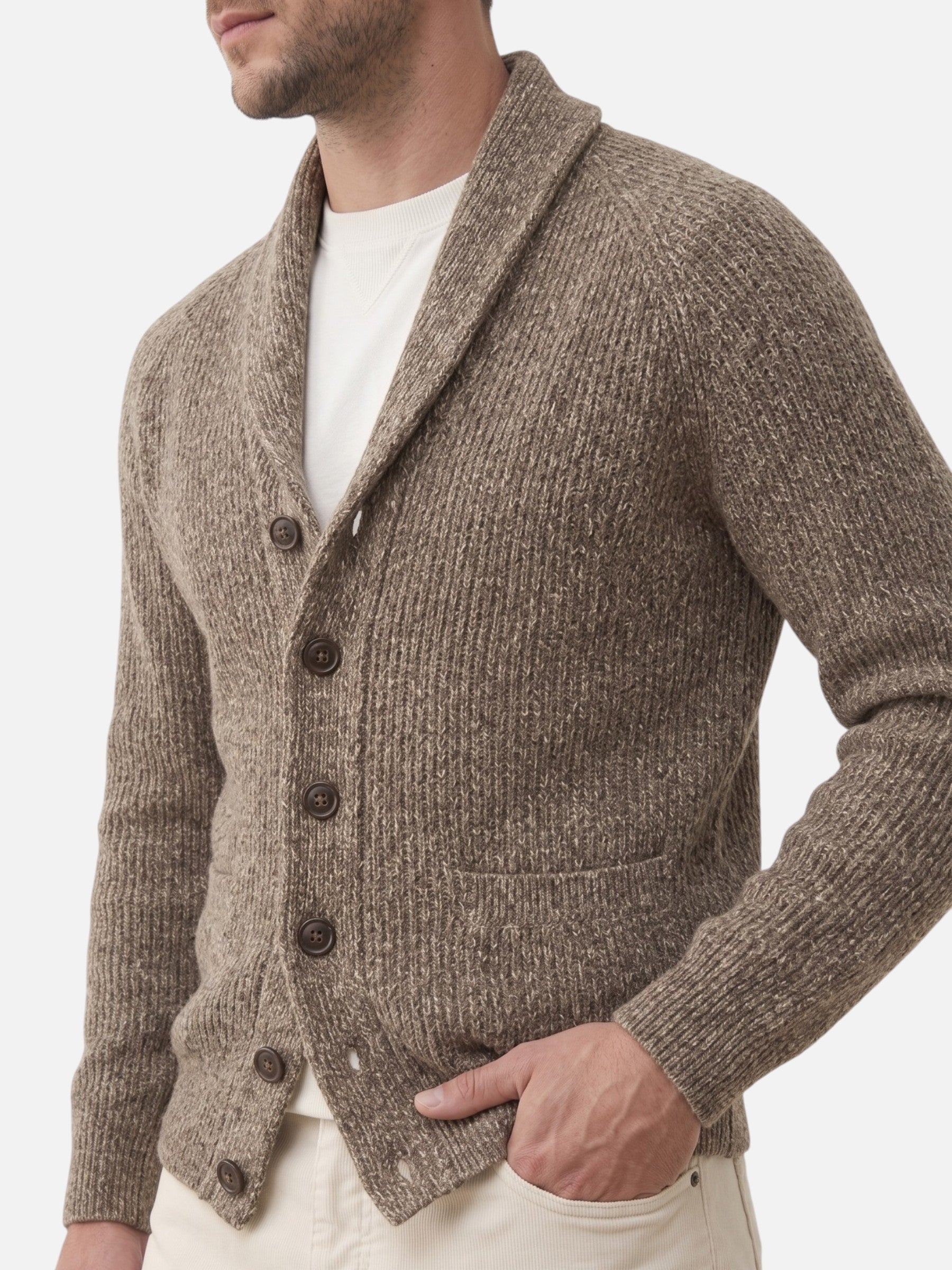 Cardigan Homme en Maille Côtelée Boutonné