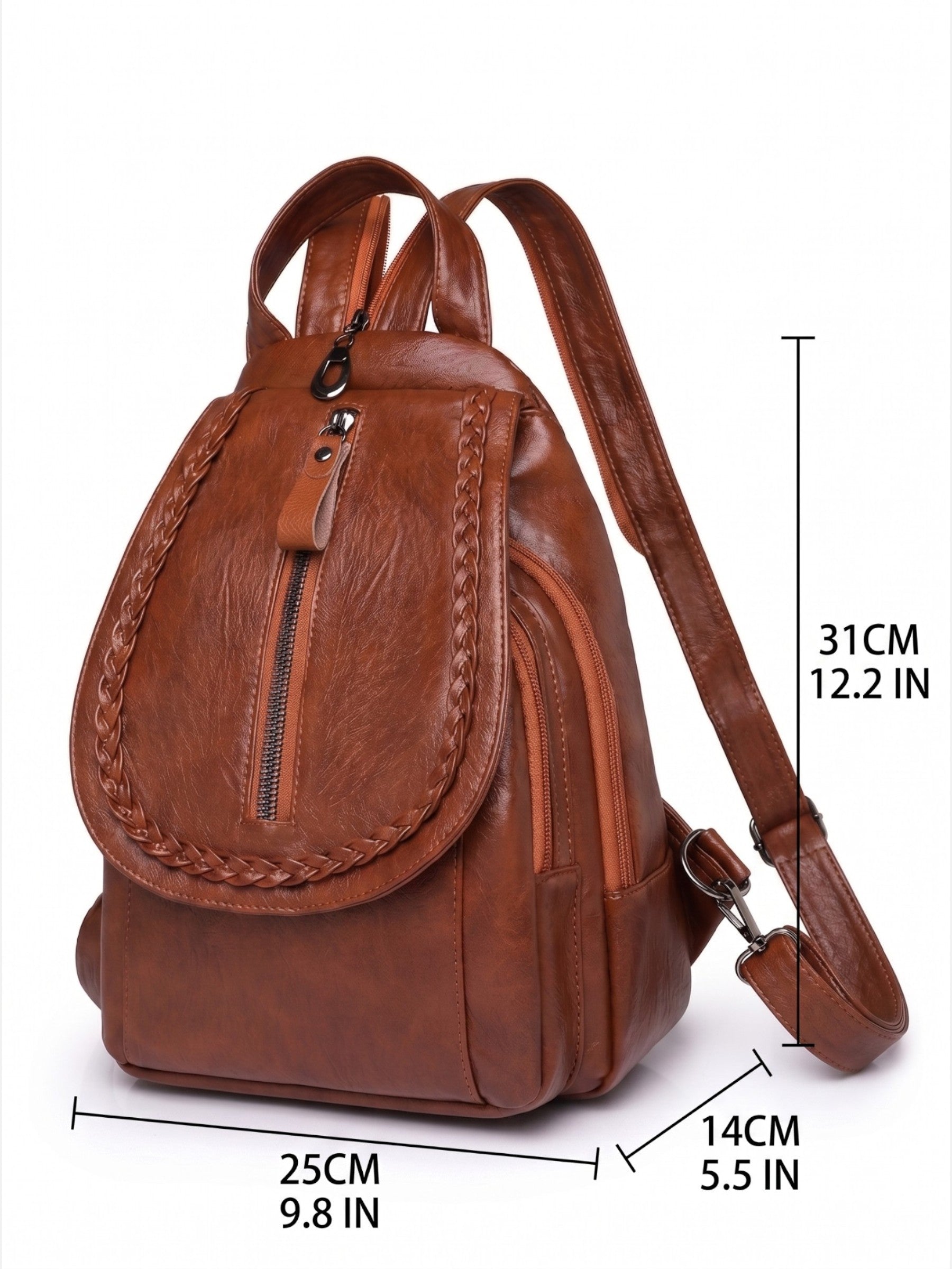 Mini Sac à Dos Femme en Cuir Tressé Bandoulière