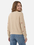 Gilet Femme Boutonné Motif Cœurs Brodés