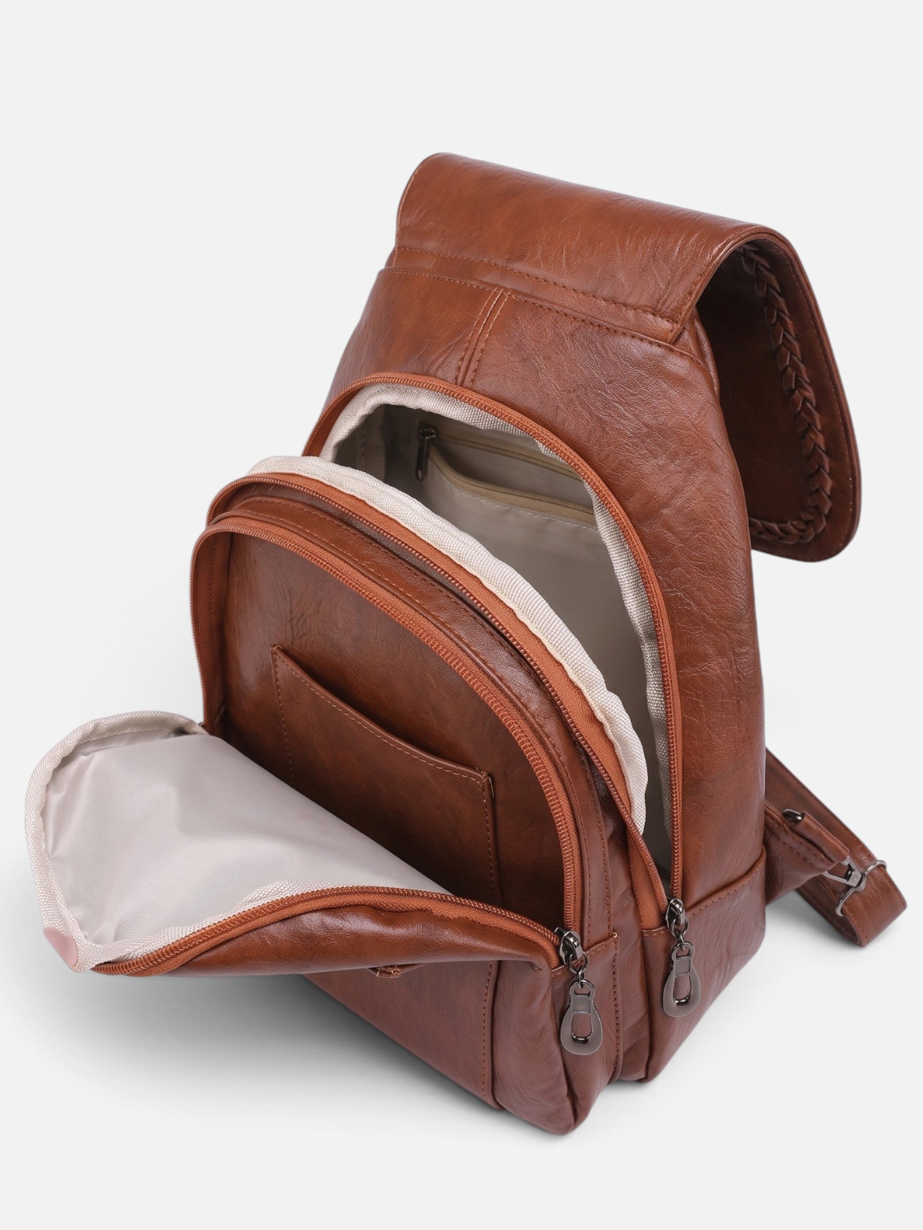 Mini Sac à Dos Femme en Cuir Tressé Bandoulière