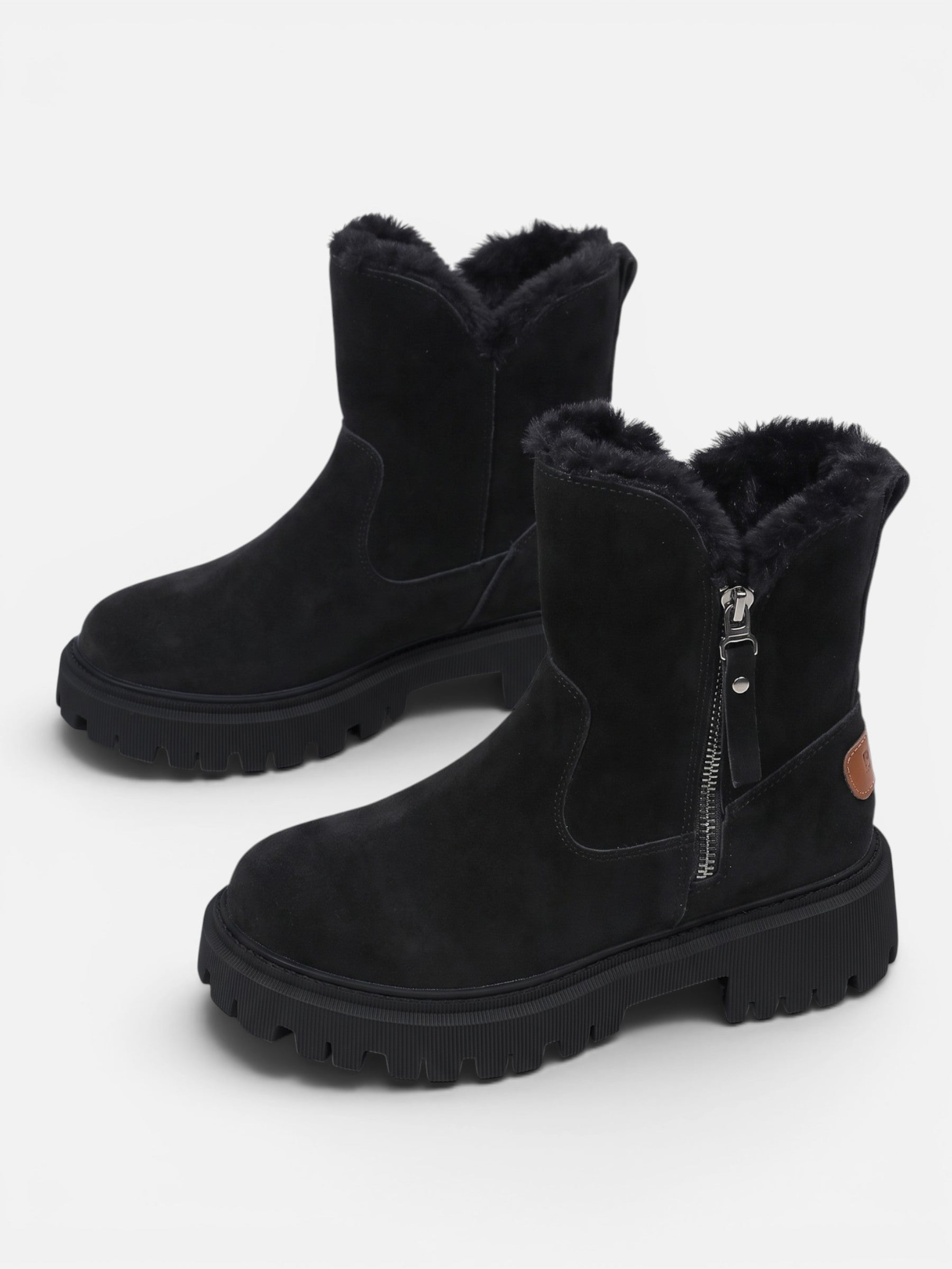 Women's Suede Fur Chunky Sole Boots