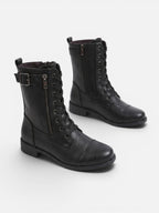 Women's Leather Lace Up Combat Boots