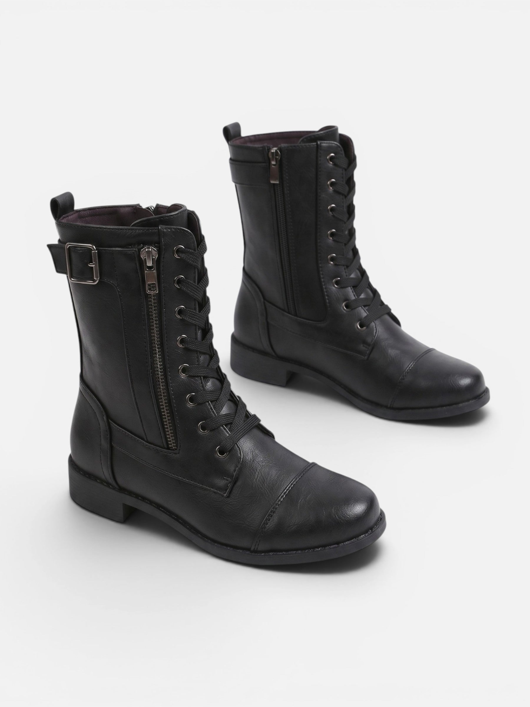 Women's Leather Lace Up Combat Boots