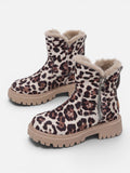 Bottines Femme en Daim Imprimé Léopard Fourrées