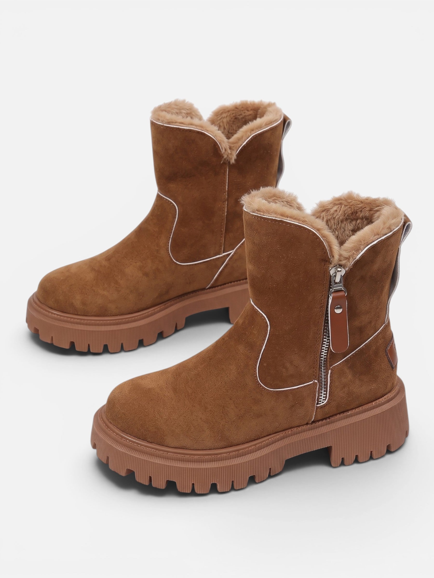 Women's Suede Fur Chunky Sole Boots