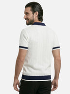 Polo de hombre de punto texturizado elegante de manga corta