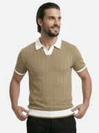 Polo de hombre de punto texturizado elegante de manga corta