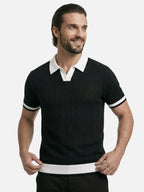 Polo de hombre de punto texturizado elegante de manga corta