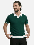Polo de hombre de punto texturizado elegante de manga corta