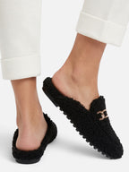 Mules Mocassins Femme en Sherpa à Chaîne