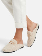 Mules Mocassins Femme en Sherpa à Chaîne