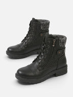 Bottines Femme Rangers Cuir Empiècement Maille