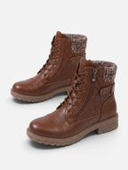 Bottines Femme Rangers Cuir Empiècement Maille