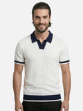 Polo de hombre de punto texturizado elegante de manga corta