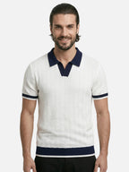 Polo de hombre de punto texturizado elegante de manga corta