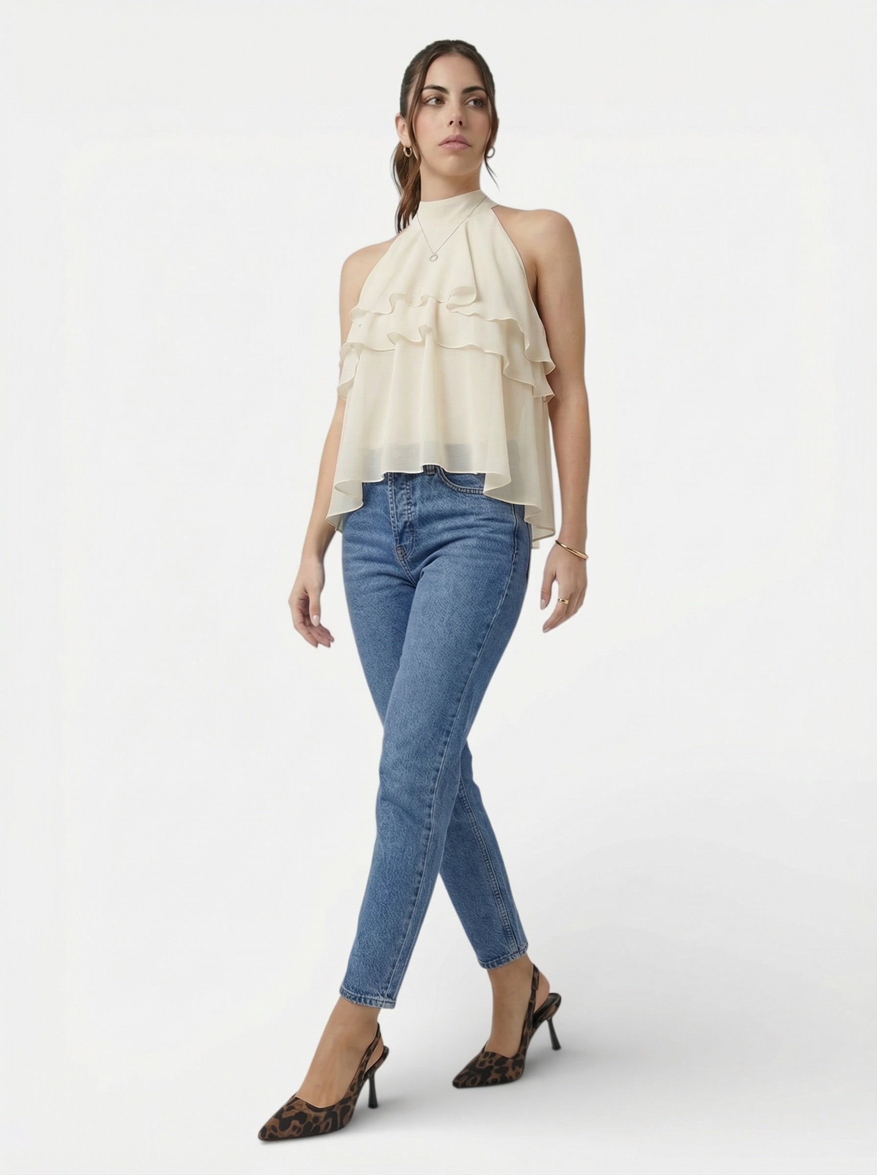 Escarpins léopard à bride arrière bout pointu pour femme